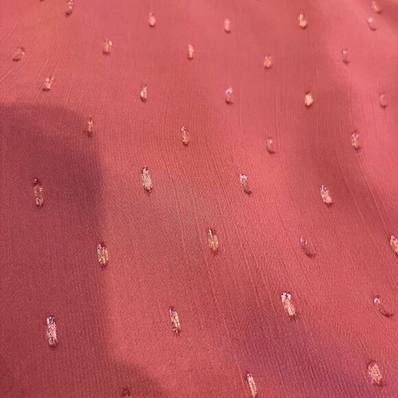 LDT Peplum Waist Gown Deep Rose Pink Chiffon with Metallic Bling Zip Back Size 8 - Picture 9 of 13